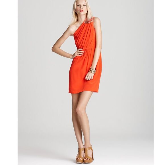 Shoshanna Alexis Embellished one shoulder Dress Sz 2 - Picture 5 of 8